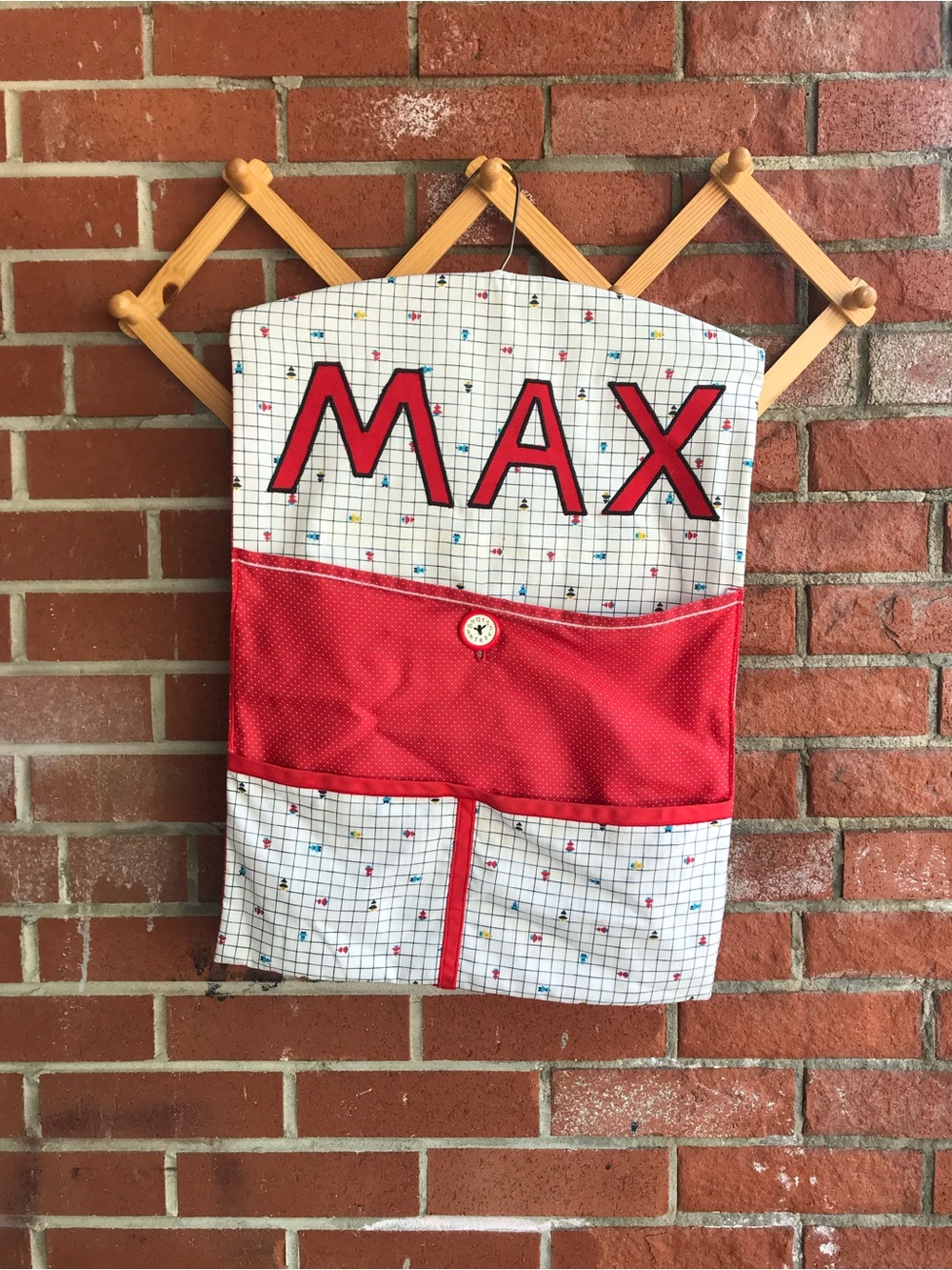 Personalized 'MAX' Hanging Organizer in Red and White